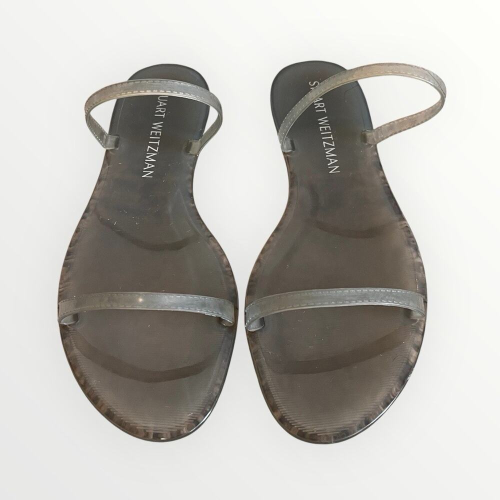 Stuart Weitzman Jelly Sandals US 11B / EU 41.5 Clear Gray Slip On Flat Women’s - Picture 2 of 9